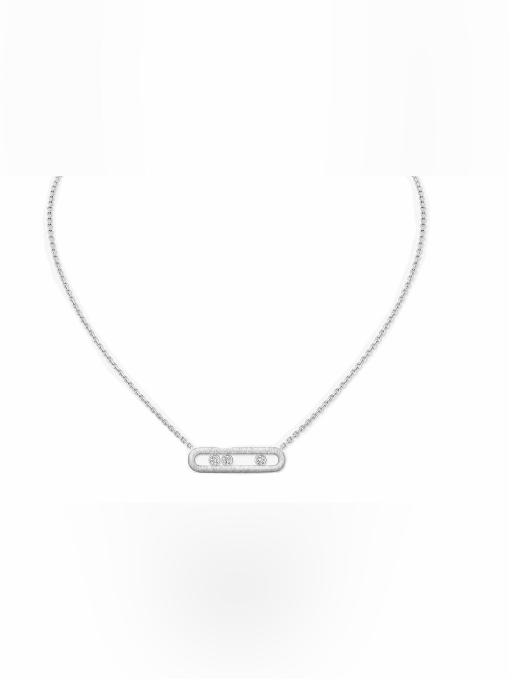 White gold necklace 18kt solid italian gold with Messika ciselé style.